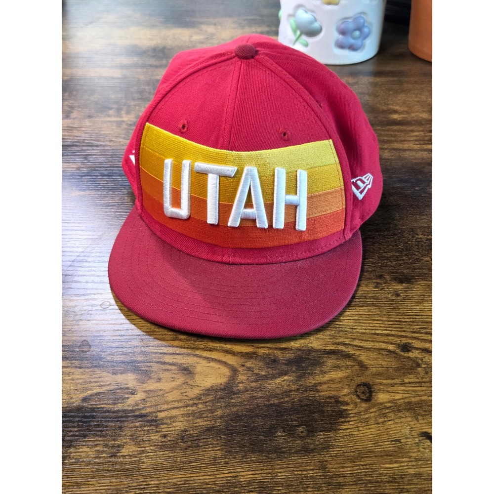 New Era 59FIFTY Utah Jazz Hat Red Sunset Gradient NBA Fitted Cap Size 8 1/4